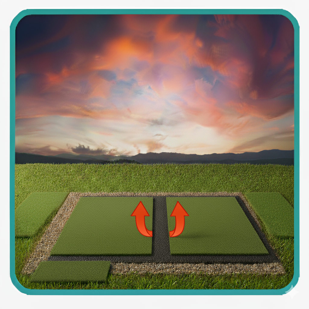 Instalador de pie sobre la unión central revisando el asiento del césped